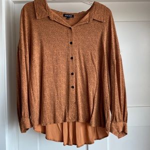 Orange and black button down top